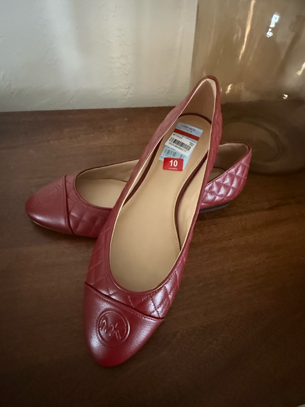 Michael Kors Burgundy Quilted Leather Pointed Toe Flats
